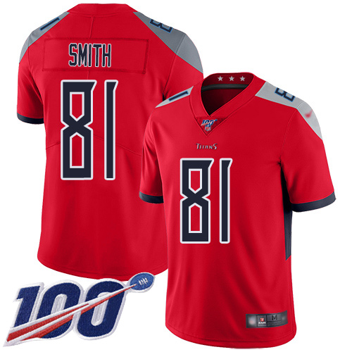 Tennessee Titans Limited Red Men Jonnu Smith Jersey NFL Football #81 100th Season Inverted Legend->tennessee titans->NFL Jersey